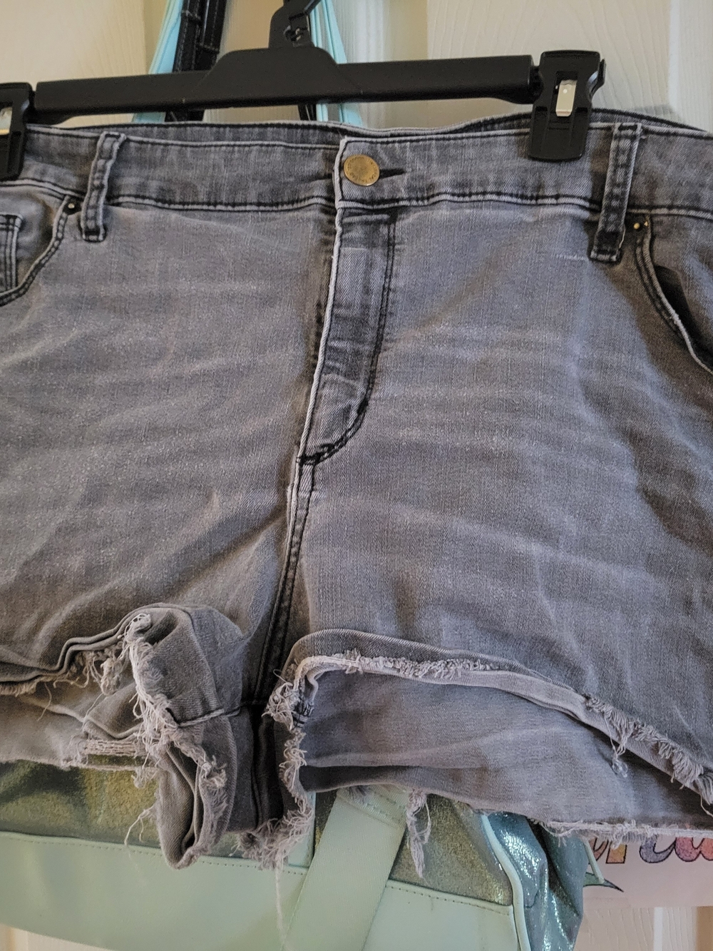 Universal Thread Gray Denim Jean Shorts with Frayed Hem